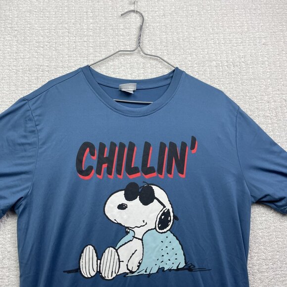 Peanuts Snoopy "Chillin" Graphic Sports Performance Gym T-Shirt Blue Men Sz M - Picture 8 of 16